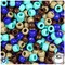 BeadTin Blue & Tan Mix Opaque 9mm Barrel Plastic Pony Beads (500pcs)